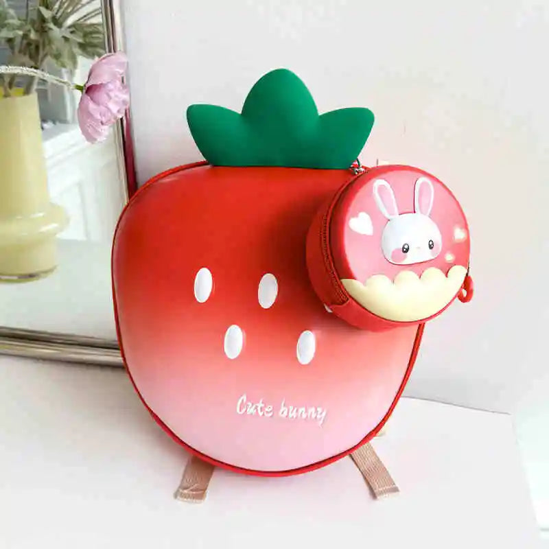 Cartoon Children Backpack 3D Strawberry Cute Toddler School Bags Fashionable New Outdoor Kids Eggshell Bag Accessories