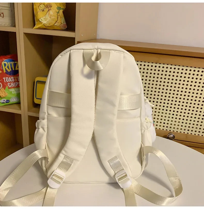 Casual Transparent Badge Large Capacity Commuter Backpack Suitable for Middle School Students Cute School Style Double Shoulder