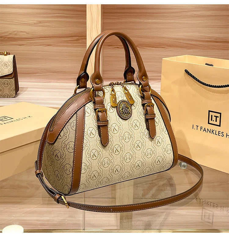 Women's handbag, fashionable and luxurious brand handbag, new 2025 high-end leather shoulder bag, designer retro crossbody bag