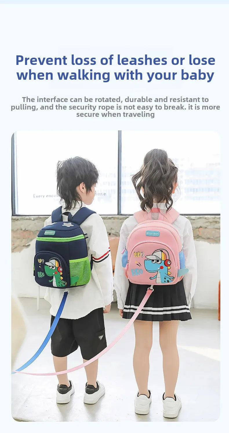 New Cartoon Dinosaur Kindergarten Backpack Spine Protection Lightweight School Bag for Primary School Children