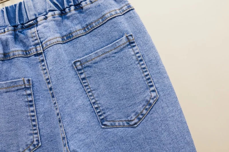3-12 Year Old Girls' Jeans 2024 New Children's Fashion Lace Long Pants Sweet Korean Bow Flare Pants Loose Casual Pants