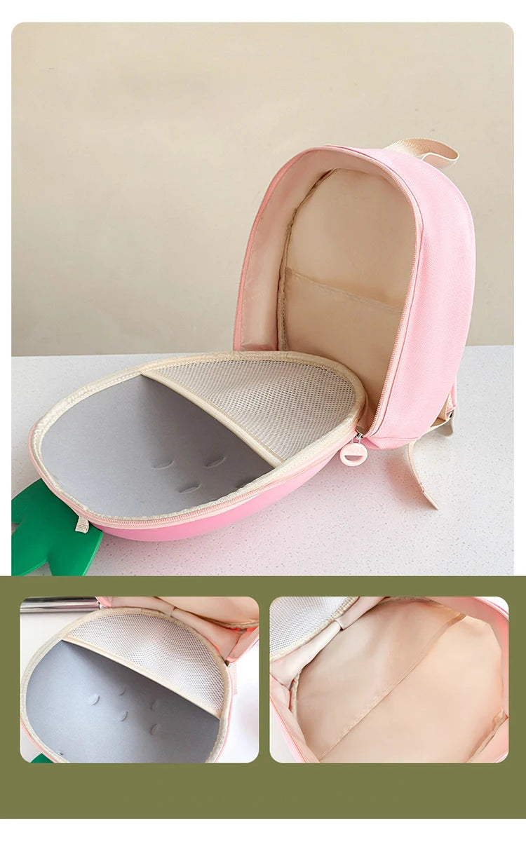 Cartoon Children Backpack 3D Strawberry Cute Toddler School Bags Fashionable New Outdoor Kids Eggshell Bag Accessories