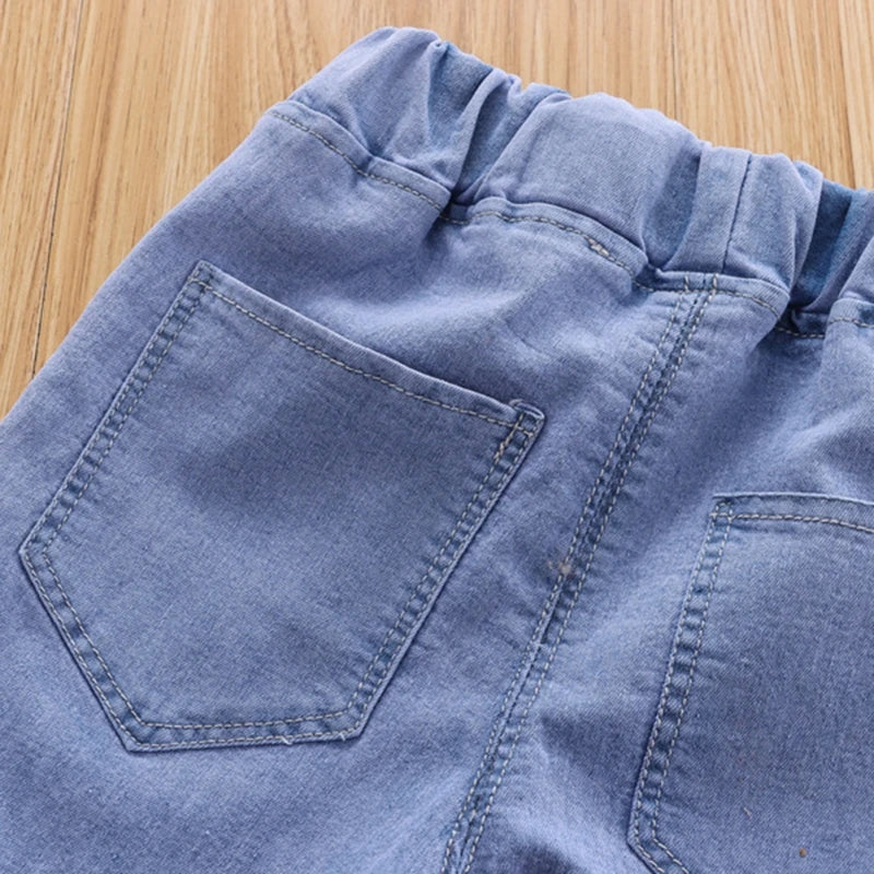 Kids Girls Children Jeans Autumn Spring Cute Bowknot Long Pants Fashion Casual Trousers Baby Girls Denim Pants