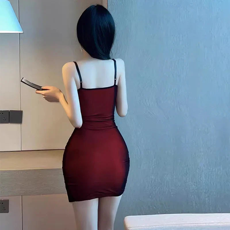 Mesh Wrapped Buttocks Sexy Dress Tight And Sexy Secretary S Short Skirt Pajamas