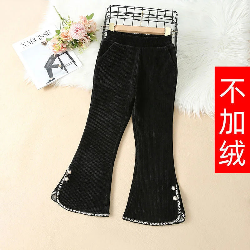 Girls Flared Pants Spring Kids Thin Trousers Autumn Fashion Bell-bottom Trousers Teen Sweatpants 4-12 Years