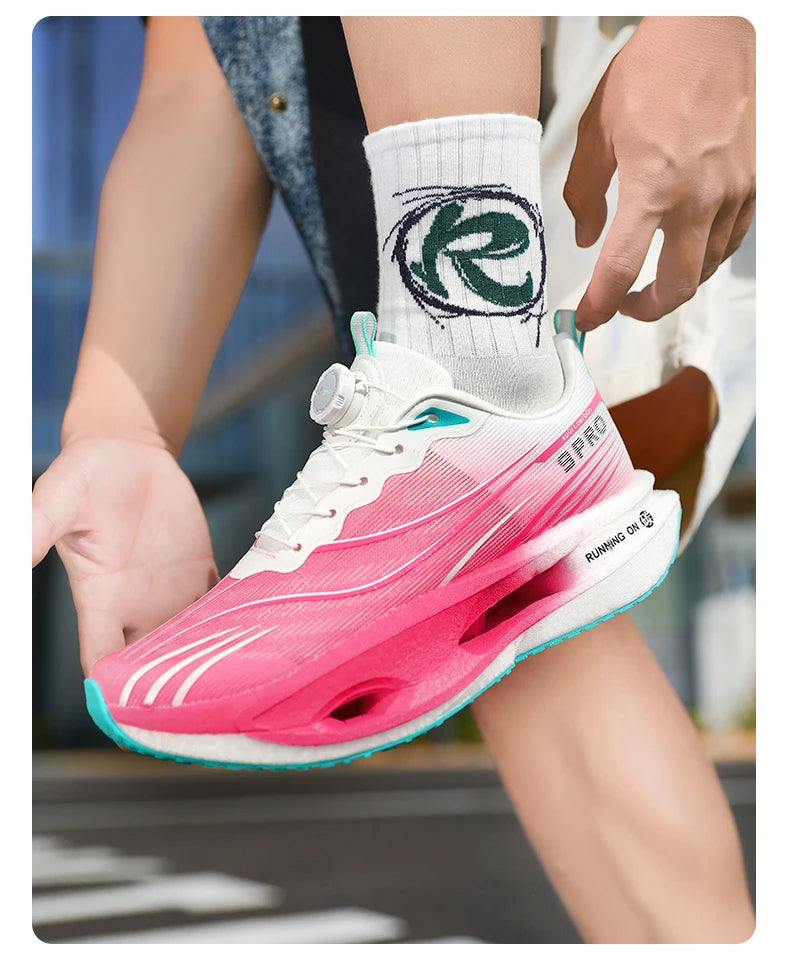 Men Running Shoes Carbon Plate Speciality Marathon Sports Breathable Lightweight Women's Comfortable Nonskid Leisure Sneakers