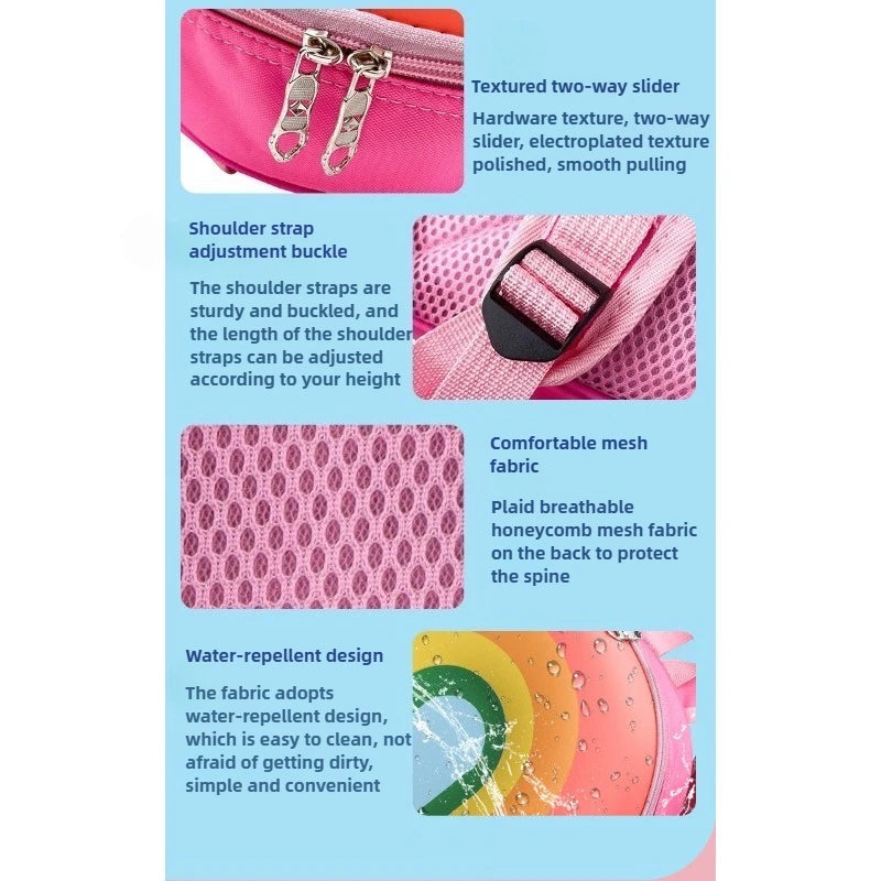 Children's Backpack Kindergarten Small Backpack Children's Rainbow Cake Image Large Opening Waterproof Backpack Kindergarten