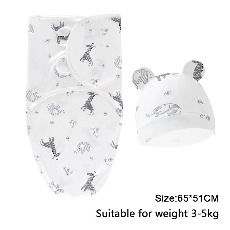 Pure cotton skin-friendly newborn baby wrap, easy to wear with, easy to change diapers, with a cap, give baby more protection