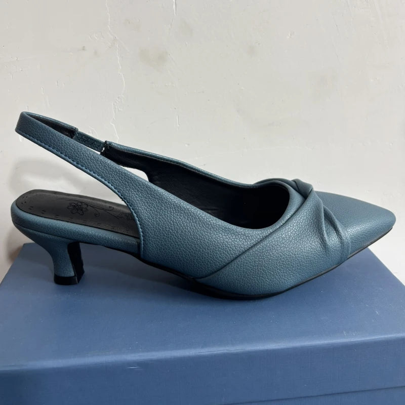 Summer Shoes For Women Sandals Point toe Short Heels Slingbacks Black White Wedding Party Dance Shoes Ladies Large Size 50 52