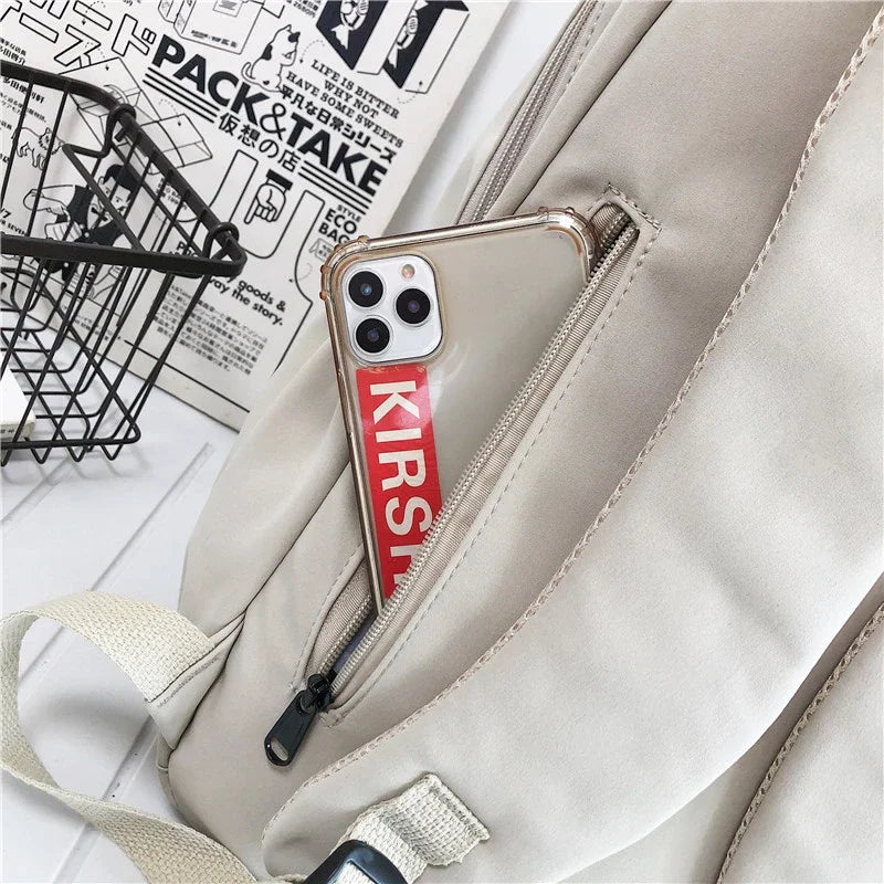 Solid Color Backpack Women Multi-pocket College Book Bag Casual Laptop Backpacks Men Schoolbag For Teenage School Bags For Girls