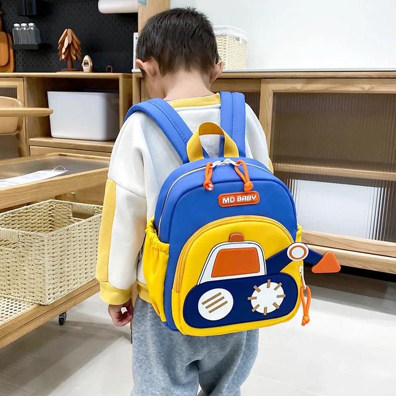 Kids Backpack for Boys Girls Toddler School Kindergarten Cute Construction Truck Car Design Trendy Casual Backpack