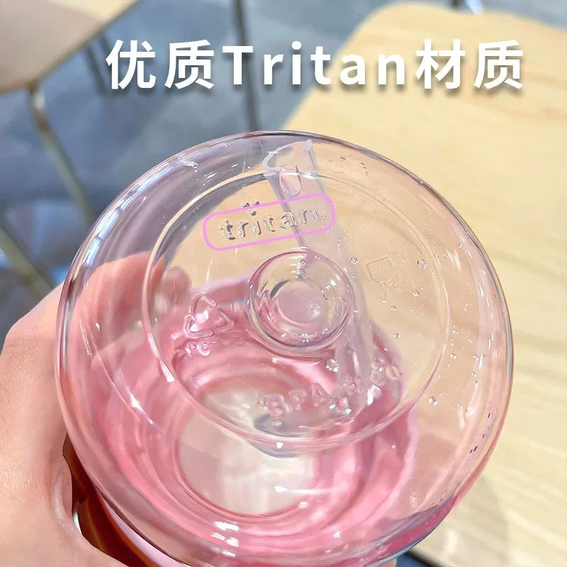 690ml Sanrio Large Capacity Water Bottle Cinnamoroll Kuromi My Melody Portable Straw Water Cup for Outdoor Sports Fitness
