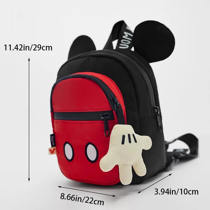 Mickey Backpack Three Layer Disney Schoolbag Lightweight Cute Children's Backpack With A Pendant
