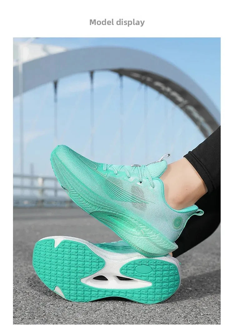 Unisex Breathable Mesh Running Shoes Lightweight Shock Absorption Carbon Plate Casual Versatile Sports Sneakers for Couples