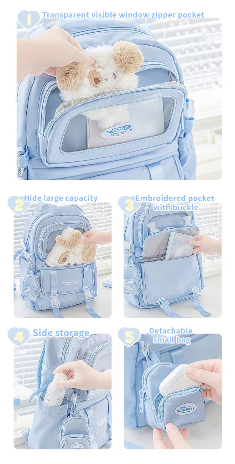 Cream Style Backpack for High School Girls with High Looks and Large Capacity Backpack Computer Bag