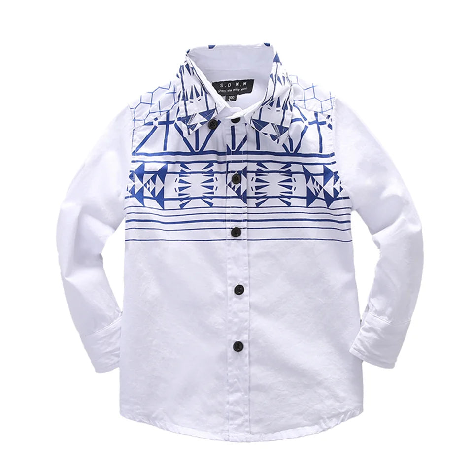 Boys Clothing Birthday party Kids shirt school uniform shirts Autumn Long Sleeve embroidery Little Horse pattern Children Tops