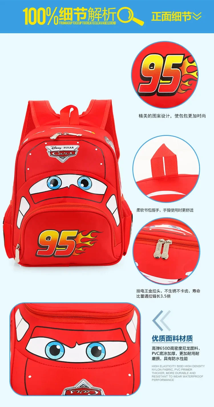 Cartoon Disney Cars 95 Series Kindergarten Safety Schoolbag 3D Car Shape Large Capacity Backpack Boys And Girls Surprise Gifts