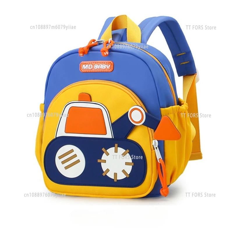 New Trendy Lightweight Nylon Kids Backpack Fashionable Excavator Design Casual Boys and Girl School Age School Bag Birthday Gift