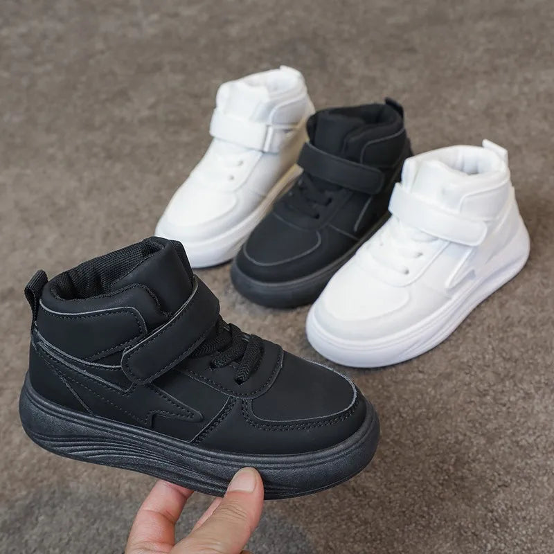 Children's Sneakers Autumn Winter Boys Sport Shoes Girls Warm Cotton Lined Casual Shoes White Student Shoes Teen Running Flats