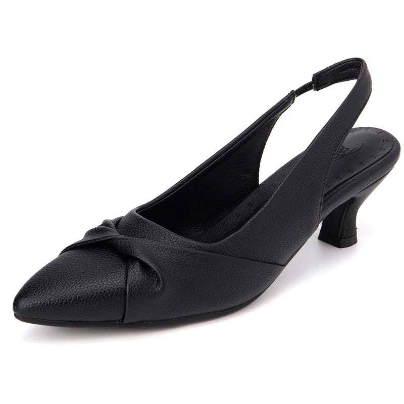 Summer Shoes For Women Sandals Point toe Short Heels Slingbacks Black White Wedding Party Dance Shoes Ladies Large Size 50 52