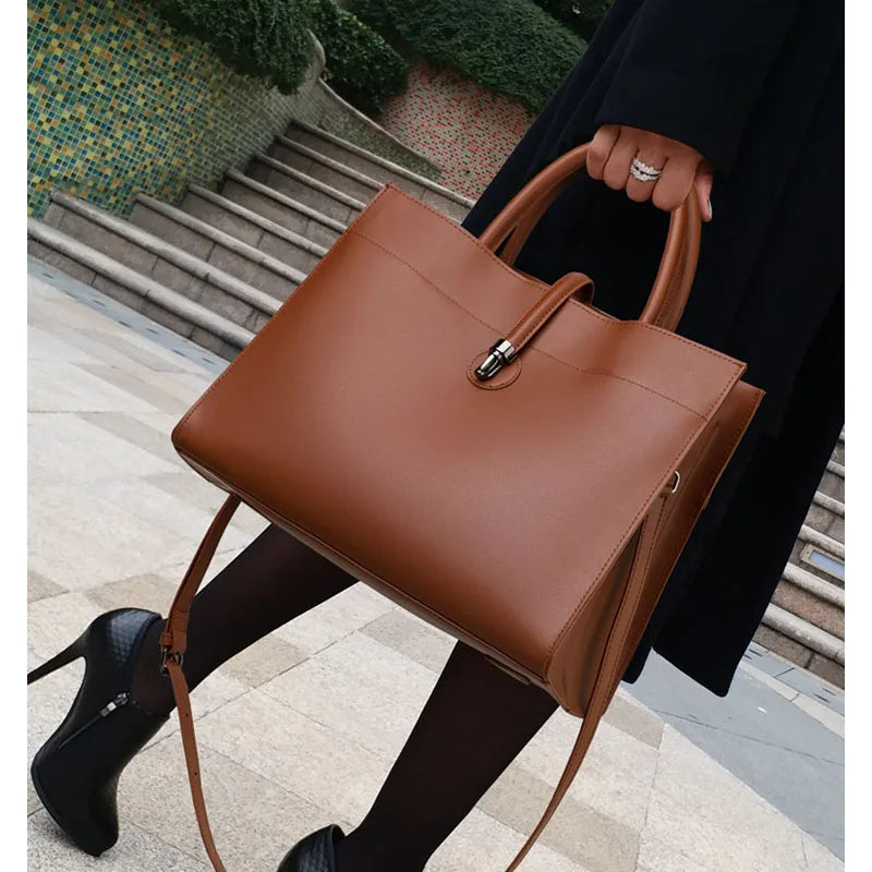 Leather women's bag, light luxury new tote bag, large capacity casual shoulder bag, crossbody bag, luxurious handbag