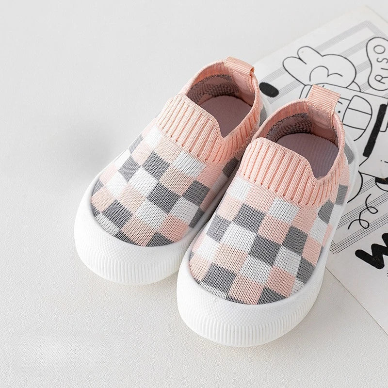 2025 New Arrival Slip-on Toddler Shoes Classic Plaid Baby First Walkers Boys Girls Spring Autumn Non-Slip Sneakers Sport Shoes