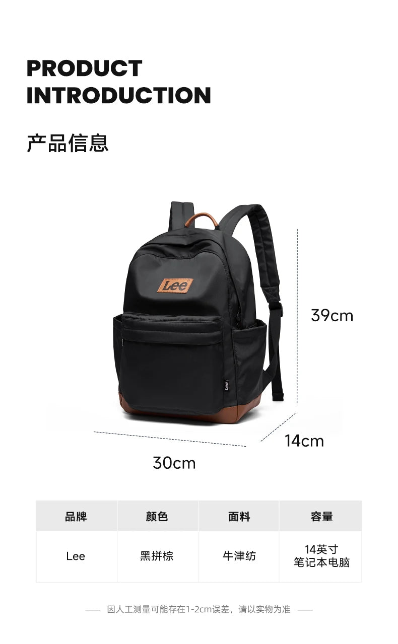 LEE Unisex Large Capacity Laptop School Bag for Women Man Leisure Oxford Waterproof Travel Backpack Candy Color Bookbag Trip