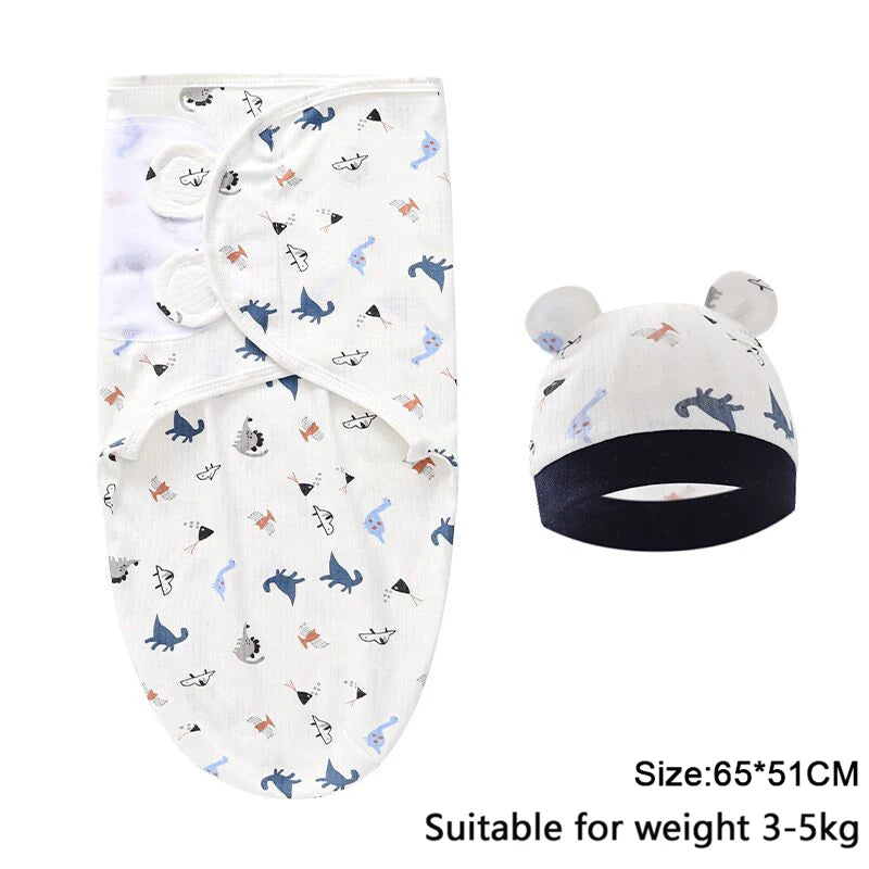 Pure cotton skin-friendly newborn baby wrap, easy to wear with, easy to change diapers, with a cap, give baby more protection