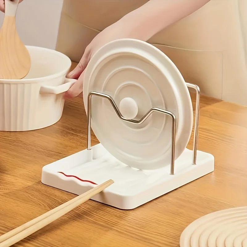 Kitchen lid rack, spatula holder, drill board, storage rack, multifunctional household countertop storage tool, vegetable board