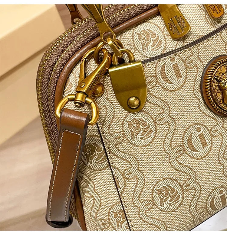 Light luxury brand women's handbag 2025 new retro versatile high-end lightweight single shoulder crossbody bag shell bag