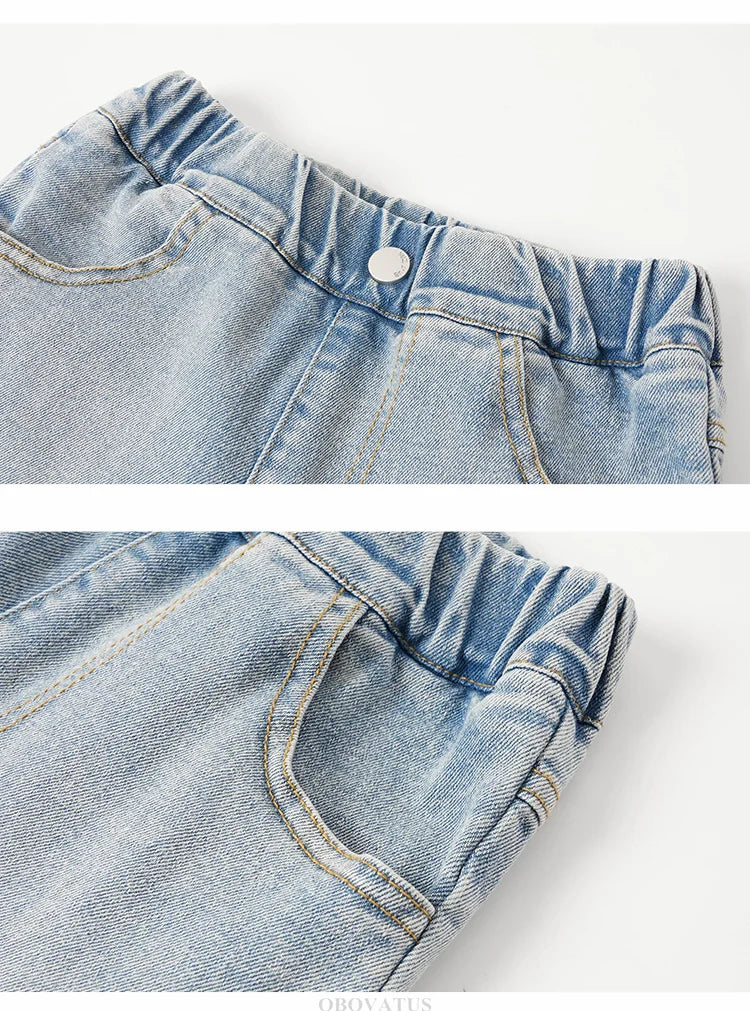 Child Slim Close-fitting Heart Pattern Flared Jeans For Girls Elegant Boot Cut Denim Leggings Pants Kids Fashion Jeans Trousers