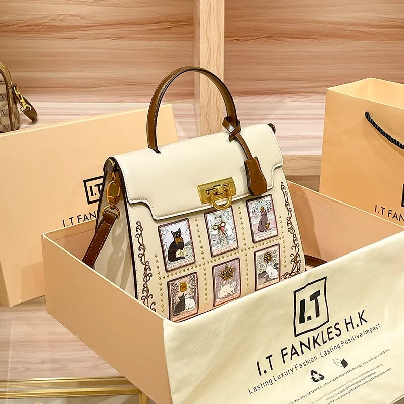 Women's handbag brand handbag 2025 new light luxury high-end designer retro crossbody shoulder bag