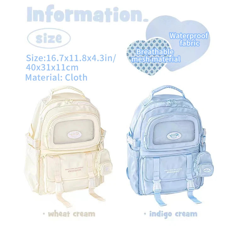 Cream Style Backpack for High School Girls with High Looks and Large Capacity Backpack Computer Bag