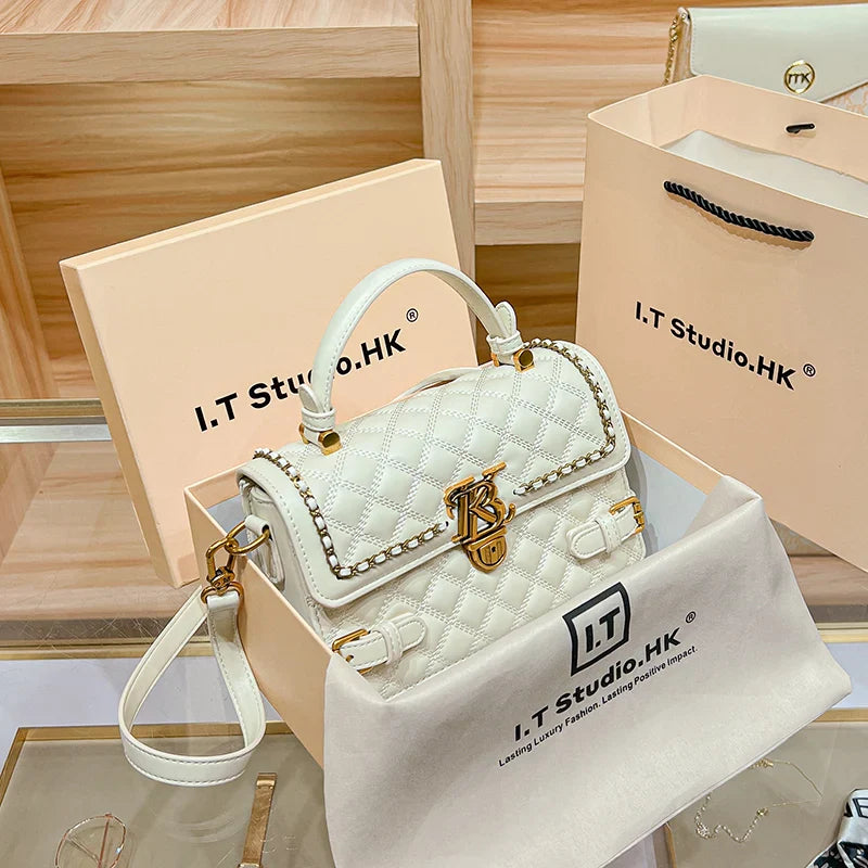 Women's handbag genuine leather carrying small square bag 2024 new high-end designer spring/summer crossbody shoulder bag