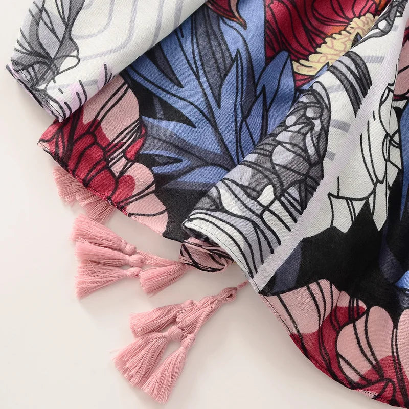 Floral Brand Scarf Luxury Designers New Style Women Elegant Scarves Hug Shawls Pink Purple Scarf Bandana Fashion Design Shawls