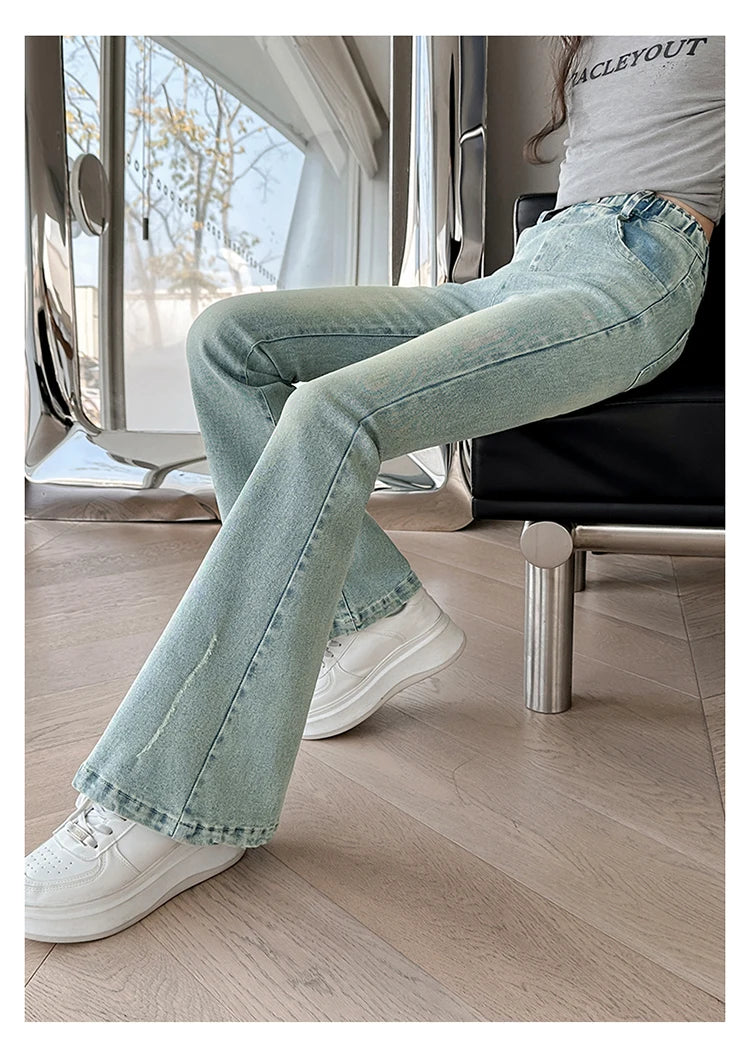 Children Boot Cut Jeans Trousers For Girl Fashion Design Denim Flared Pants for 5 7 8 9 10 11 12 13 14Years Kids Slim Cool Jeans