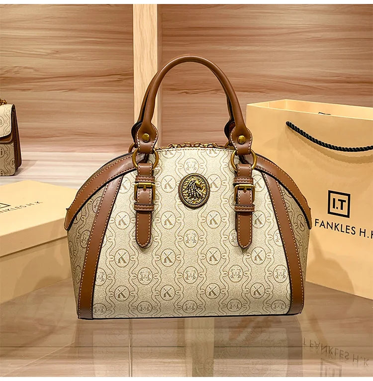 Women's handbag, fashionable and luxurious brand handbag, new 2025 high-end leather shoulder bag, designer retro crossbody bag