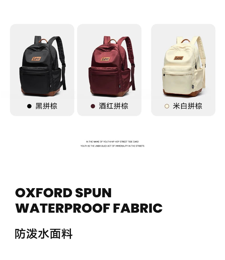 LEE Unisex Large Capacity Laptop School Bag for Women Man Leisure Oxford Waterproof Travel Backpack Candy Color Bookbag Trip