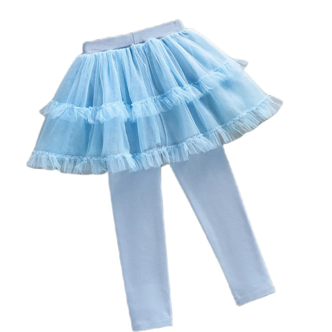 HOT TOYS Frozen Girl Legging Kids Elsa Design Tulle Pants Children White Pink Blue Trousers Baby Girl Clothes Size 90-140