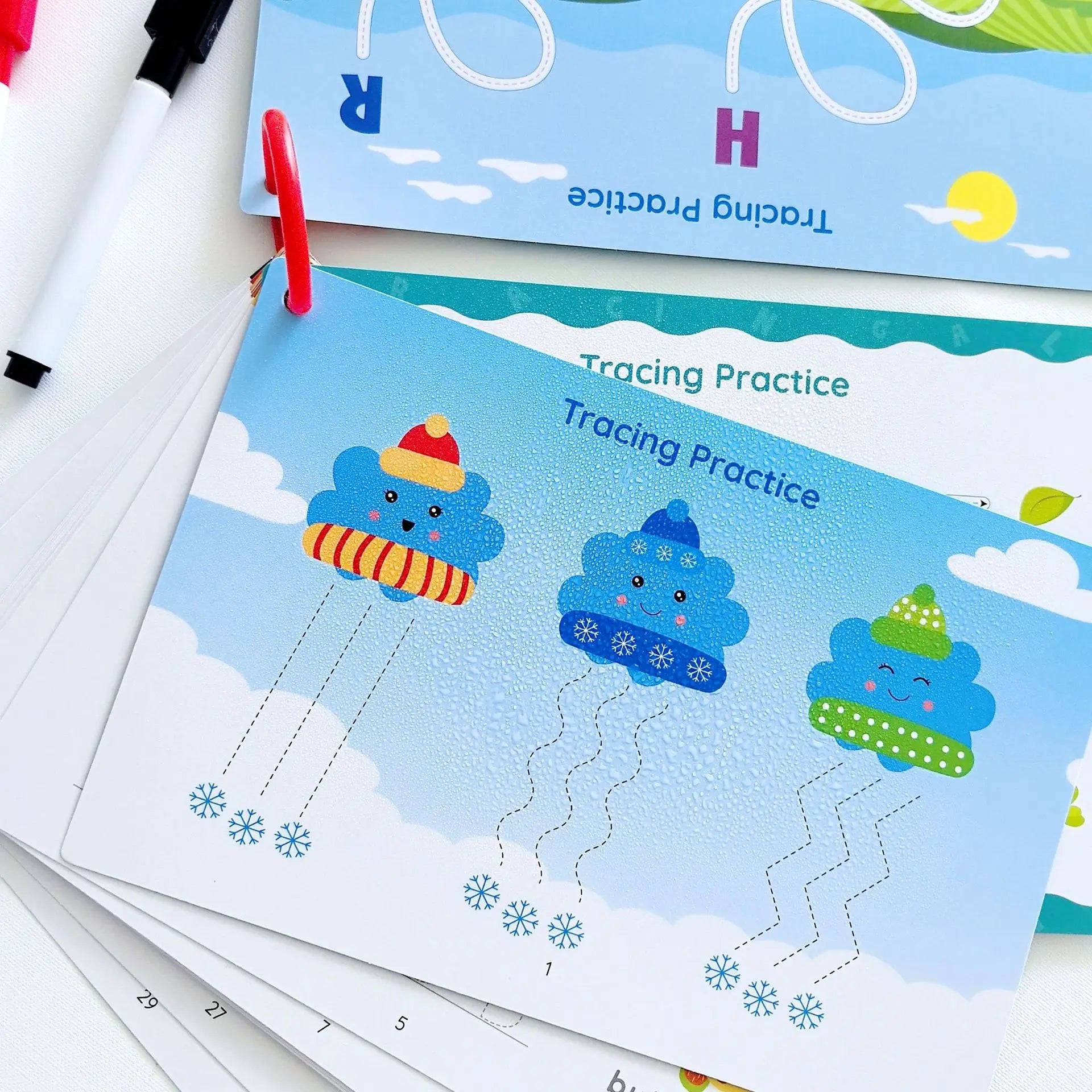 Children's Montessori Early Education Handwriting Exercise Book Reusable Word Writing Practice with Pen Training Card