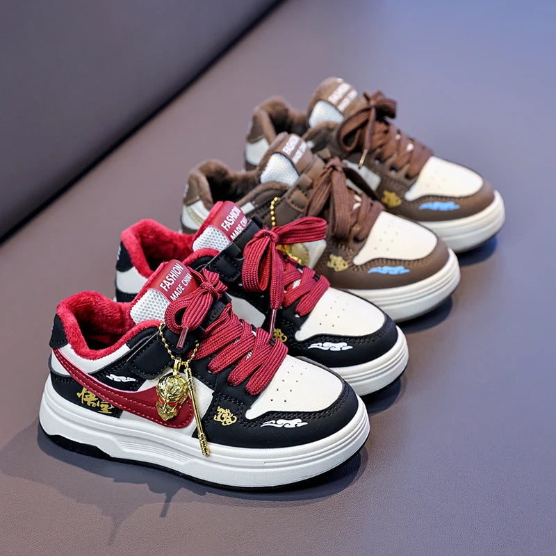 2026 Winter New Arrival Children's Fleece-Board Shoes for Boys and Girls - Soft Sole Anti-Slip Casual and Sports Footwear
