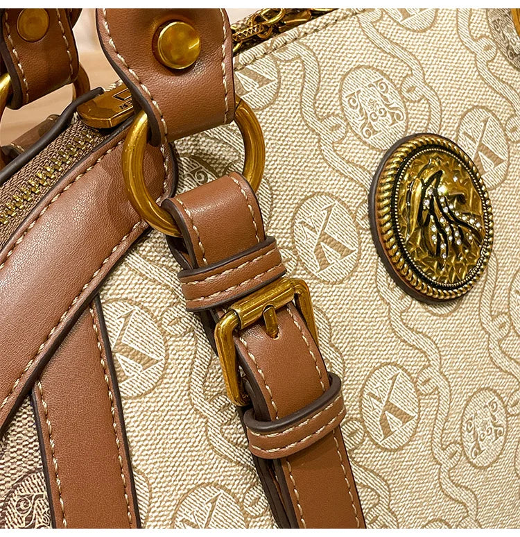 Women's handbag, fashionable and luxurious brand handbag, new 2025 high-end leather shoulder bag, designer retro crossbody bag