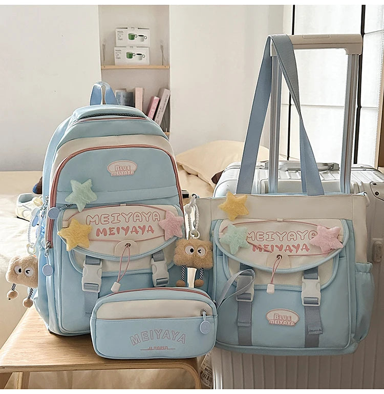 School Bags For Girls Japanese Style Kawaii For Large New Nylon Shoulder Bag Backpack School Set For Kinder Girl Kids Schoolbags