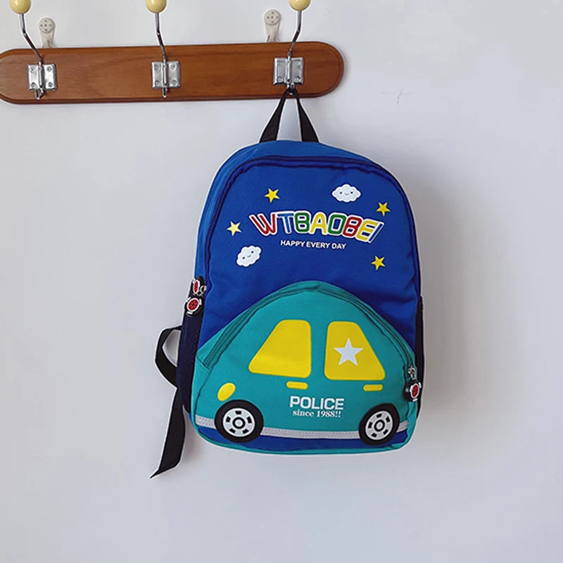 Kindergarten Bapa Boys School Bag 3 Years Old Car Digger Cartoon Character Dual oulder Straps Lightweight Waterproof