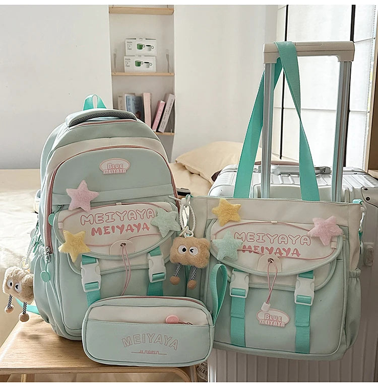 School Bags For Girls Japanese Style Kawaii For Large New Nylon Shoulder Bag Backpack School Set For Kinder Girl Kids Schoolbags