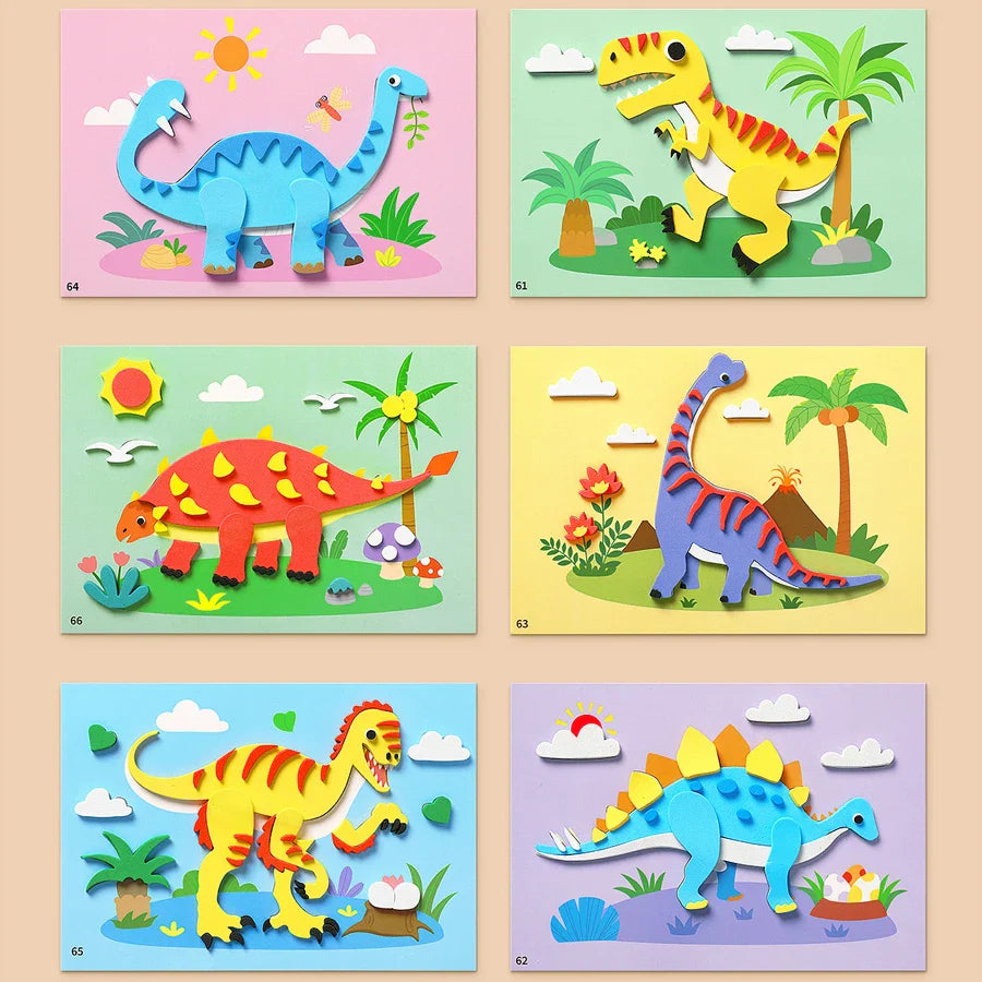 6pcs/set 3D EVA Foam Sticker DIY Cartoon Princess Animal Puzzle for Children Kids Multi-patterns Styles Toys for Children Gift