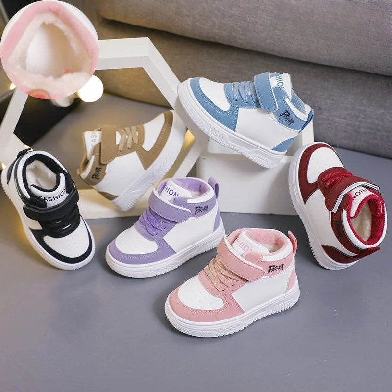 Children Winter Ankle Snow Boots Classics Casual Shoes For Boys Girls Non-slip Thicken Fleece Warm Outdoor Shoes Fashion Sneaker