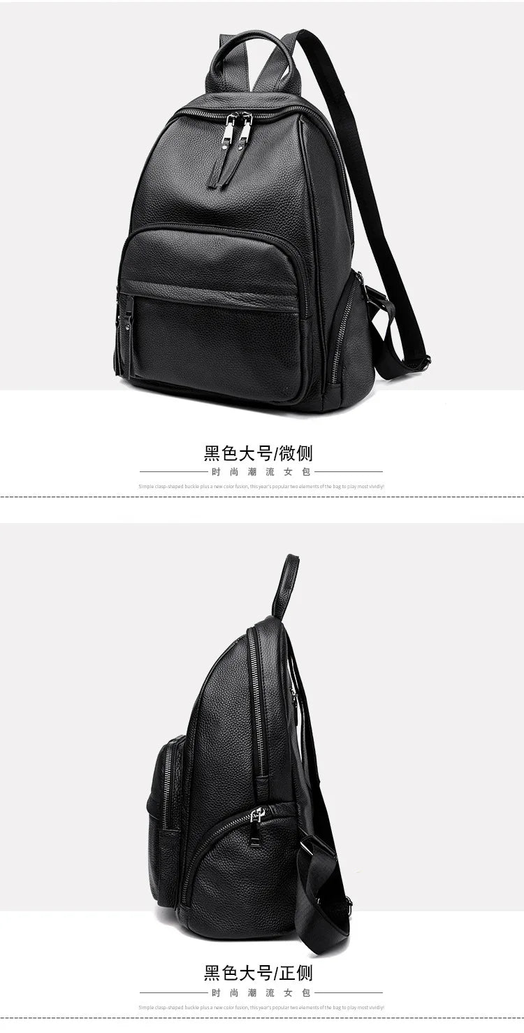 Genuine Leather Women's backpack New Fashion Trendy Soft cowhide backpack for lady large capacity travel commuting backpack