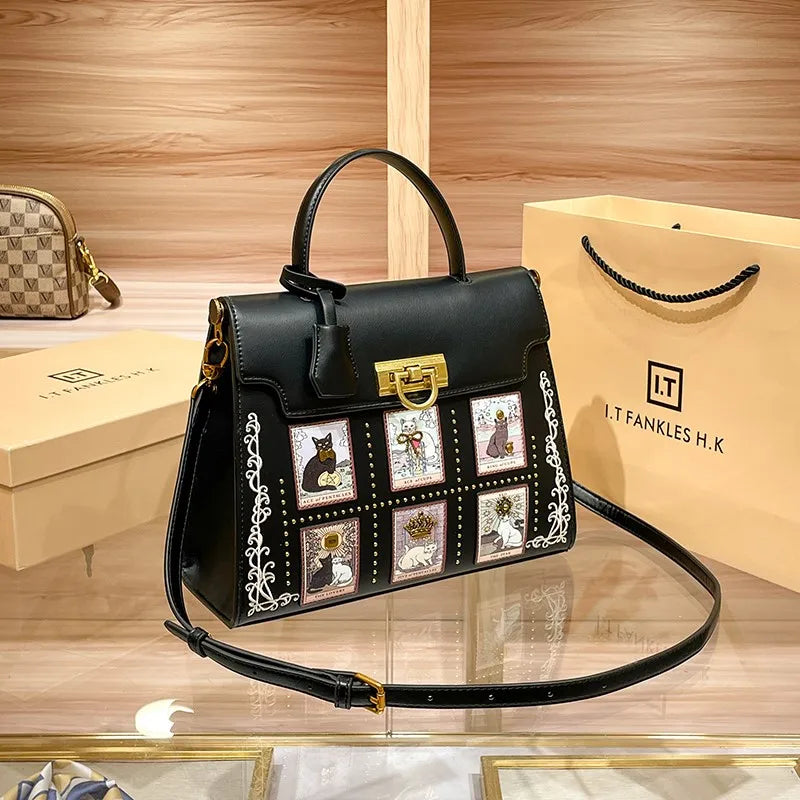 Women's handbag brand handbag 2025 new light luxury high-end designer retro crossbody shoulder bag