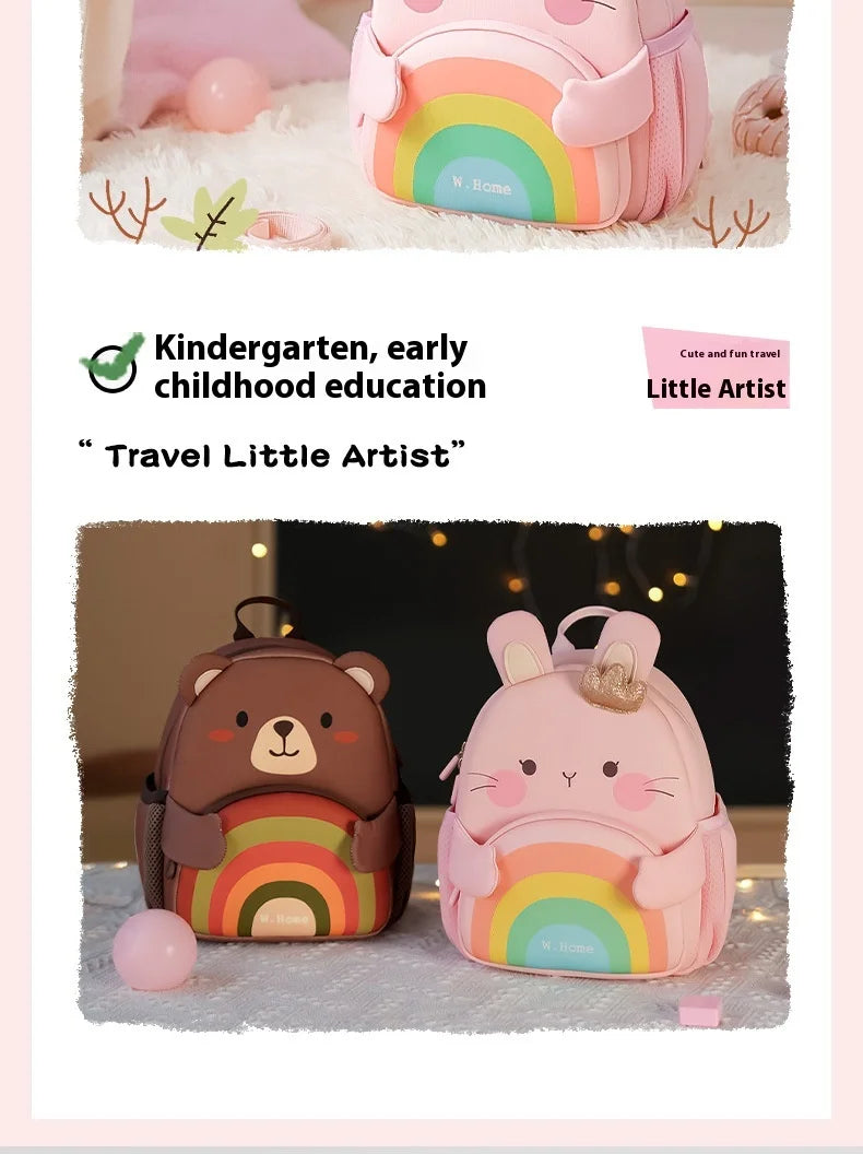 2025 New Arrival Cute Bear & Bunny Kids Backpack - Lightweight School Bag for Preschool Boys Girls, Adorable Toddler Travel Bag